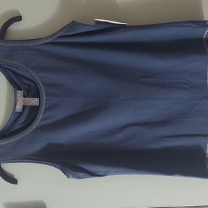 Kate Hill  Essentials 2 Tone Blue Career Attire Pima Cotton Tank Top Sz M